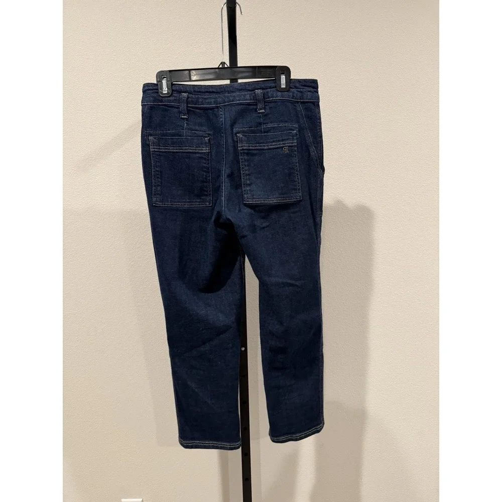 Pilcro anthropologie The Wanderer Mid-Rise Relaxed-Leg Jeans Size 29P Dark Wash